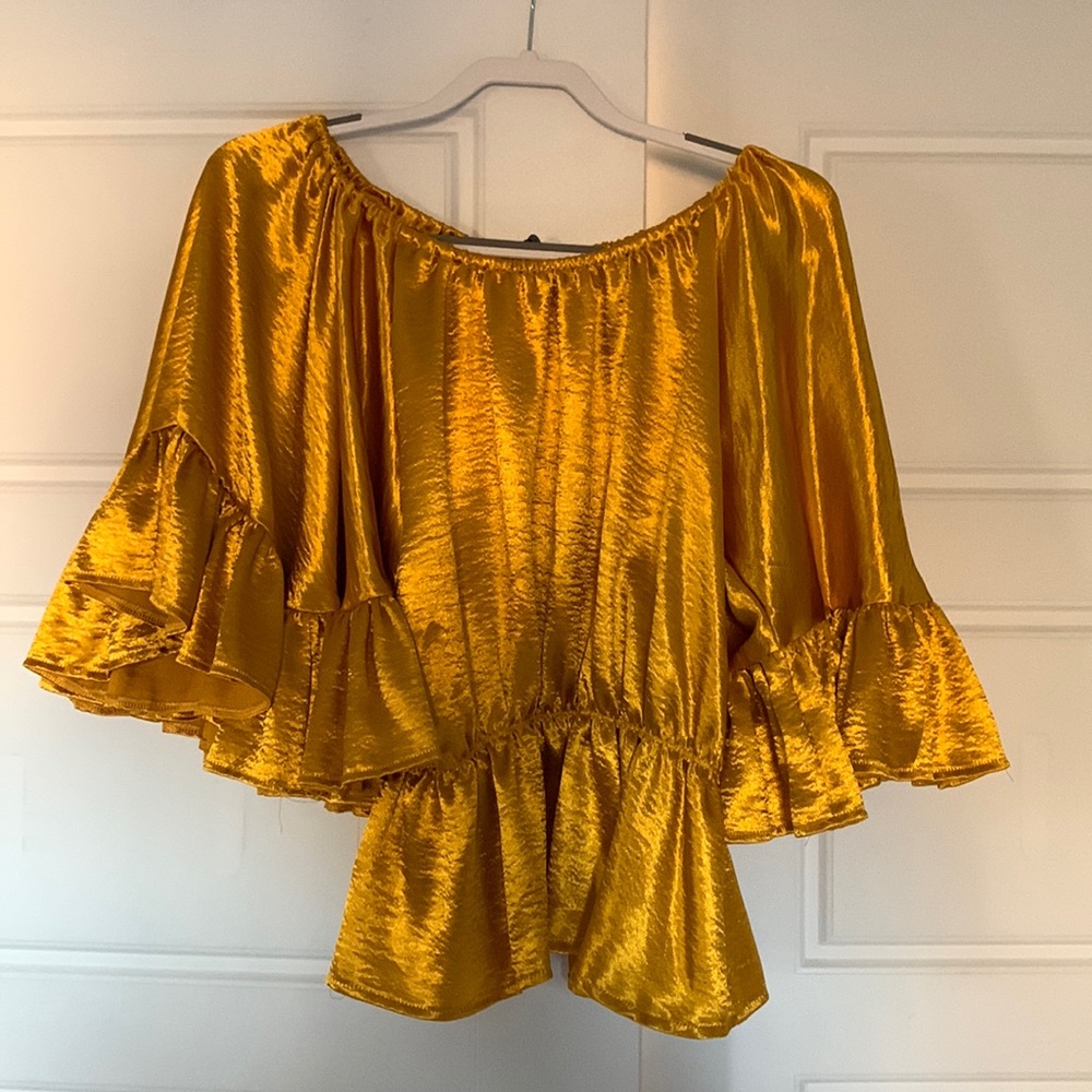 Gold ruffle top